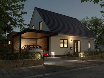 Final_Ext_Einfamilienhaus_Flair_125_Kubus_StreetView_Cam002_Carport_Holz_Abend